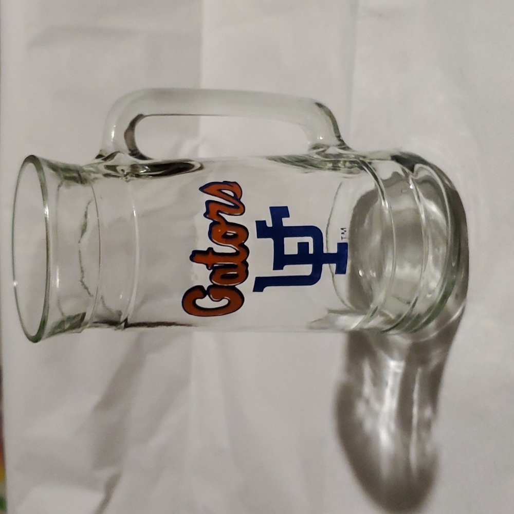Vintage UNIVERSITY of FLORIDA GATORS UF Collectible Glass Beer Tankard Mug-EC